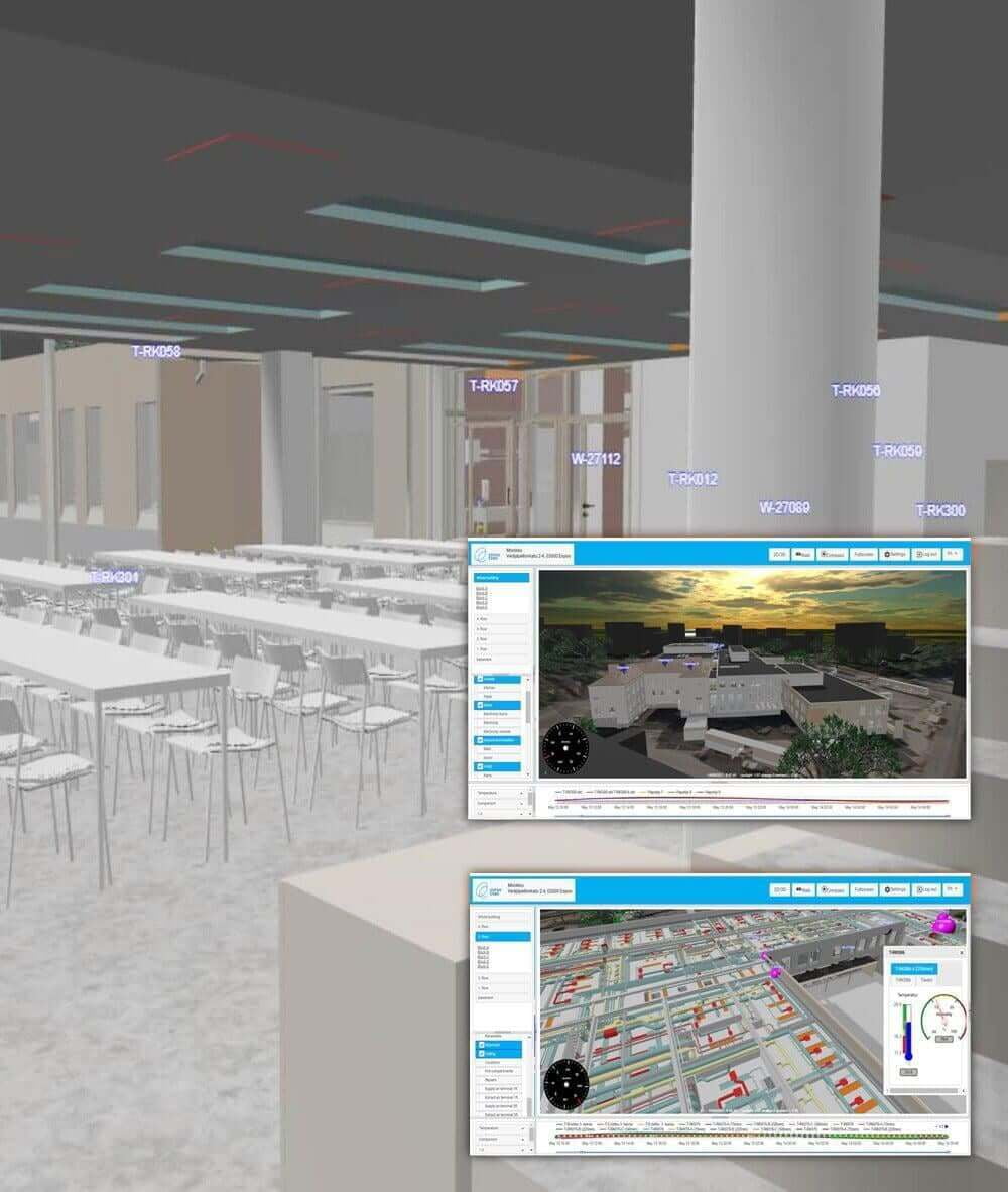 FeelPlace3D为智能建筑内的数据可视化提供所有需要的工具，包括VR和AR。