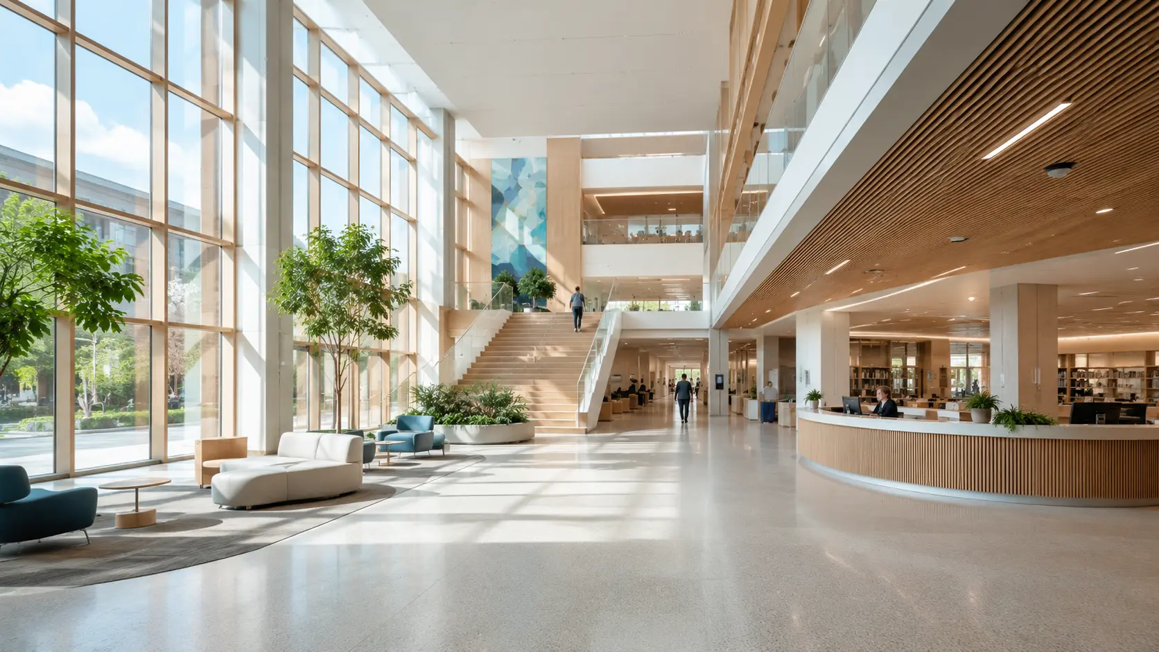 Public building monitored with people flow and indoor air quality analytics